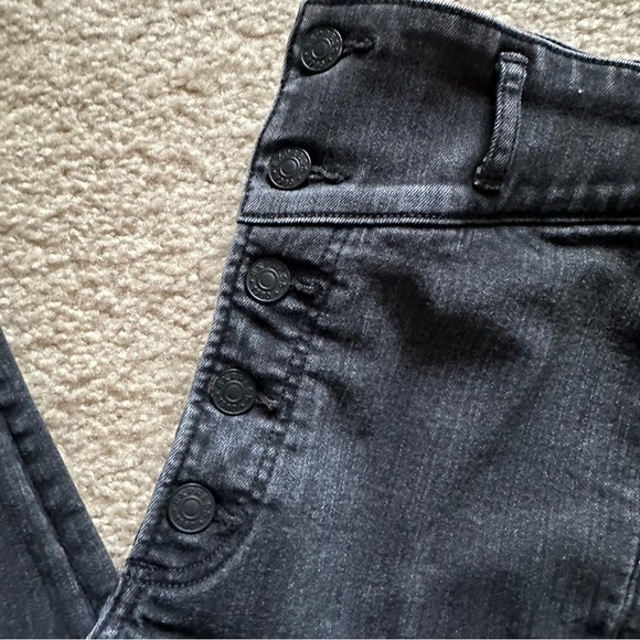 Express Faded Black Denim Super High Rise Skinny Legging Jeans Button Fly - Picture 4 of 5